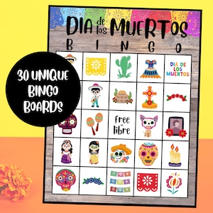 Dia De Los Muertos Bingo | Tag der Toten Bingo | Druckbares Bingo-Spiel | Set mit 30 Karten | Zuckerschädel-Bingo | Dia De Los Muertos-Spiel