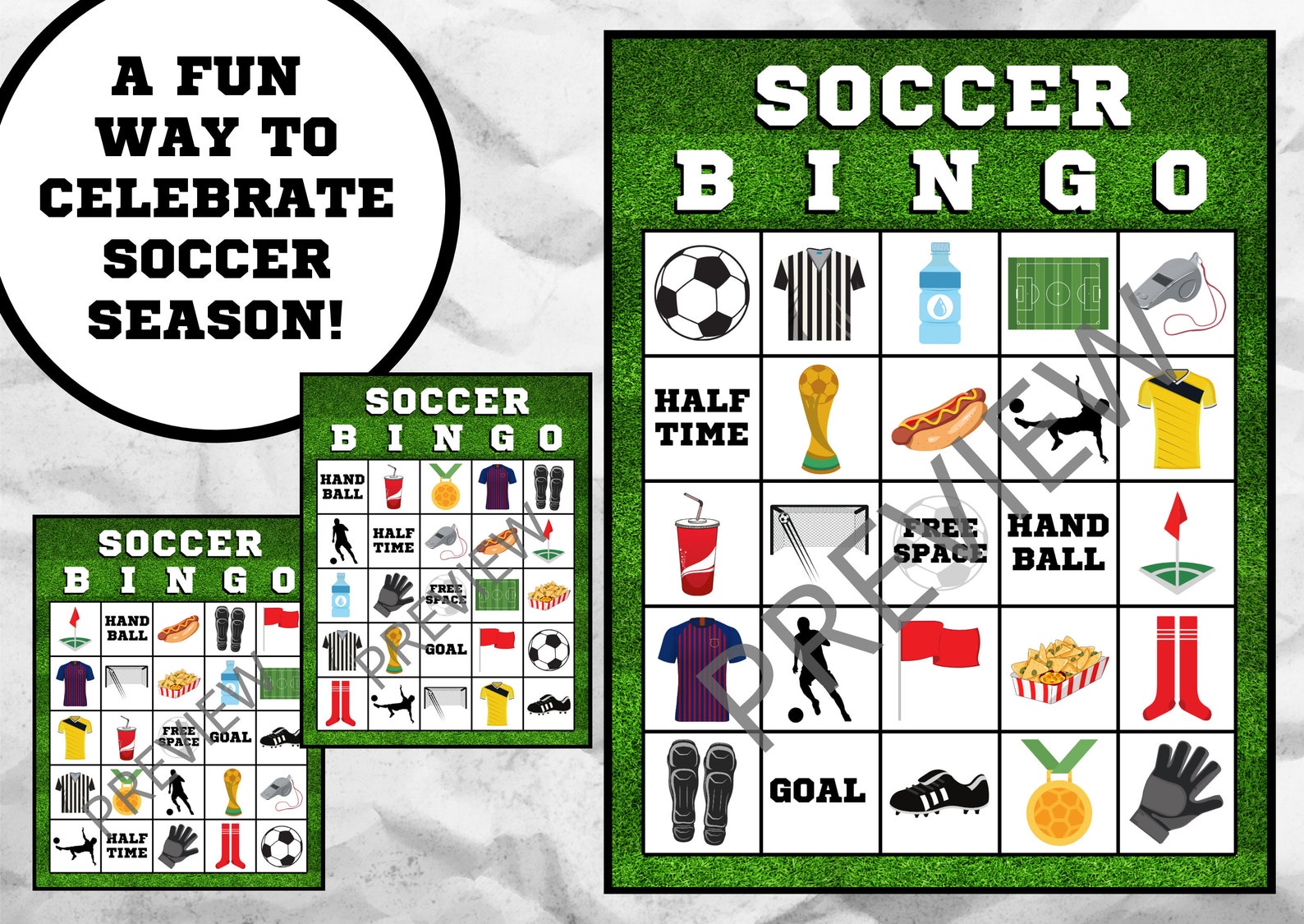 Soccer Bingo 30 Cards Instant Download Soccer Party Etsy