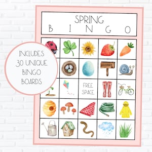 Spring Bingo | Springtime Bingo | Printable Spring Bingo | Instant Download | Easter Bingo | Kids Bingo Game | Kids Party Game