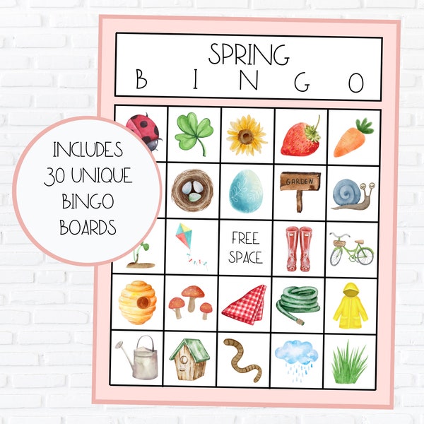 Bingo du printemps | Bingo du printemps | Bingo printanier imprimable | Téléchargement instantané | Bingo de Pâques | Jeu de bingo pour enfants | Jeu de société pour enfants