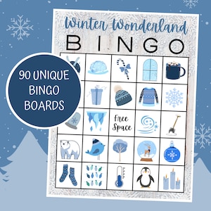 Winterbingo | Winterwonderland Bingo | Winterafdruk | Winterspelen | Digitale download | Kerstbingo | Winter Wonderland
