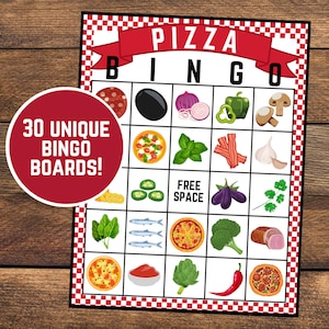 Pizza Bingo | Pizza Party Bingo | Pizza Night Bingo | Pizza Game | Pizza Lovers Gift | Instant Download | Pack of 30 | Pizza Party Game