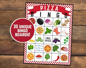 Pizza Bingo Game | Party Night Fun, 30 Unique Boards (Digital Download)