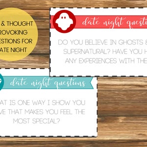 Date Night Frage Karten | Fragen für Paare | Gesprächsstarter | Date Night Konversationsstarter | Sofort Download