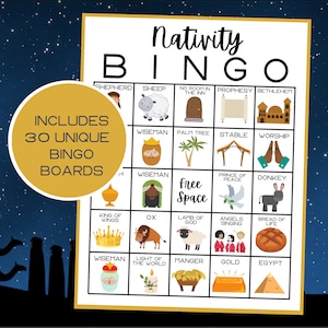 Nativity Bingo | Christmas Bingo | Christ Birth Bingo | Christmas Nativity Bingo | Digital Download | Christmas Nativity Game