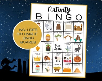 Nativity Bingo | Christmas Bingo | Christ Birth Bingo | Christmas Nativity Bingo | Digital Download | Christmas Nativity Game