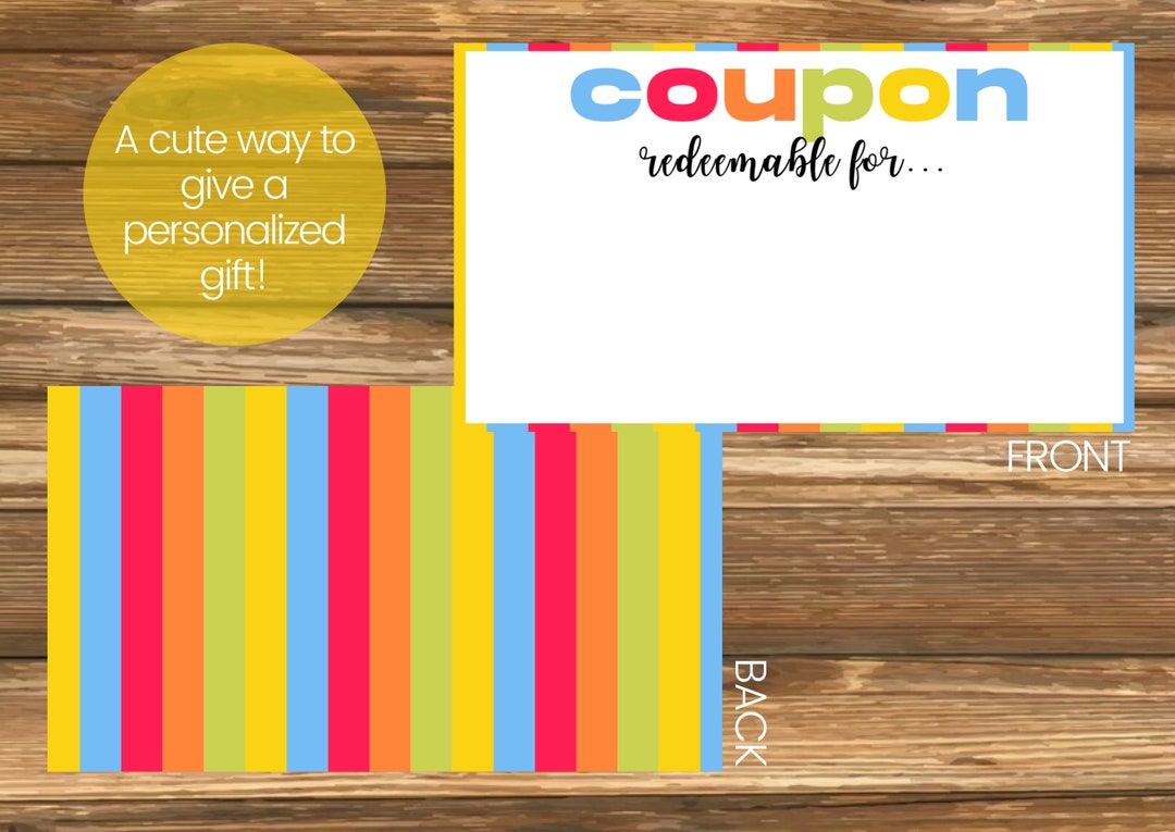 Rainbow Coupon Card Blank Coupon Card Blank Voucher Card Digital