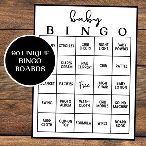 Baby Shower Bingo | Baby Shower Games | Printable Baby Shower Bingo | Set of 90 | Minimalist Baby Bingo | Blank Baby Bingo | Baby Bingo