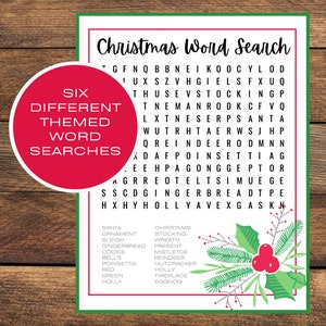 Búsquedas de palabras navideñas / Búsqueda de palabras navideñas / Paquete de búsqueda de palabras navideñas / 6 búsquedas de palabras navideñas / Descarga digital