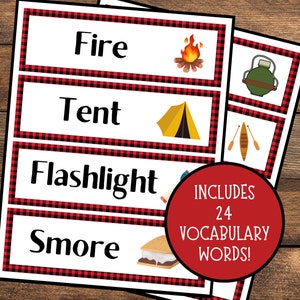 Camping Word Wall | Forest Word Wall | Woods Word Wall | Camping Vocabulary | Forest Vocabulary | Instant Download | Woods Vocabulary