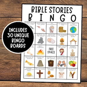 Bibel-Bingo | Bibelgeschichten Bingo | Bibelgeschichten-Bingo | Religiöses Bingo | Sofortiger Download | Sonntagsschul-Bingo | Bibelgeschichtenspiel