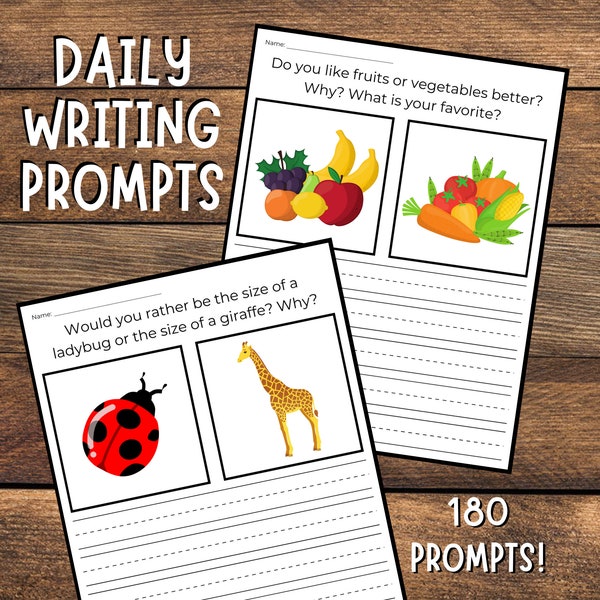 Daily Writing Prompts | Elementary Writing Prompts | Writing Task Cards | Homeschool Writing | Teacher Writing | Instant Download