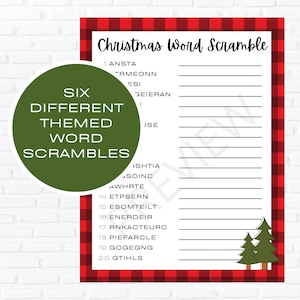 Christmas Word Scramble | Christmas Word Scrambles | Christmas Word Scramble Bundle | 6 Word Scrambles | Digital Download