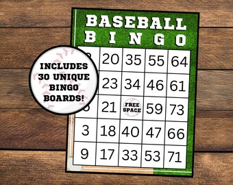 Baseball Bingo | Baseball Birthday | Baseball Party | Instant Download | Set of 30 Boards | MLB Baseball Game | Baseball Games