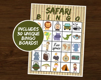 Safari Bingo | African Safari Bingo | Safari Birthday Party | Safari Party | Safari Printables | Zoo Safari Bingo | Instant Download