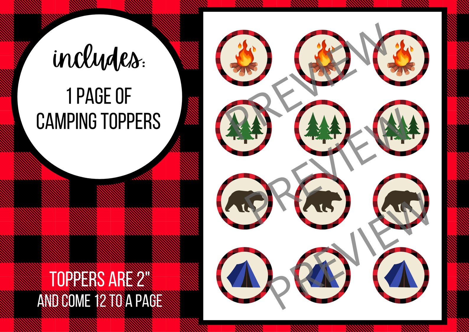 Camping Cupcake Toppers Birthday Cupcake Topper Baby Etsy