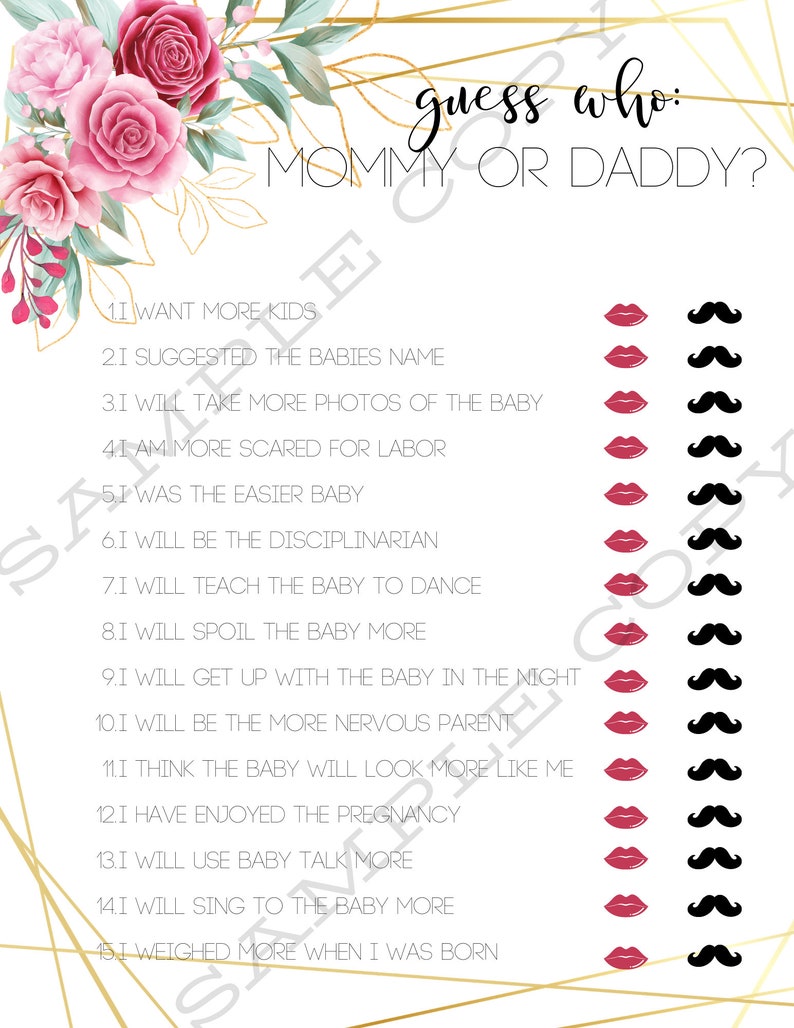 Guess Who Baby Shower Game Guess Who Gender Reveal Party - Etsy