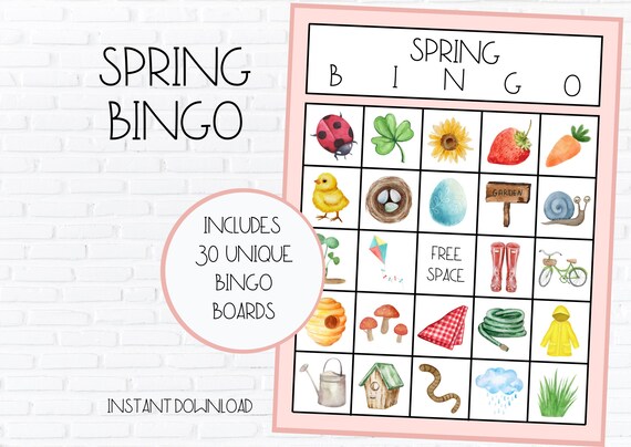 Spring Bingo Springtime Bingo Printable Spring Bingo - Etsy