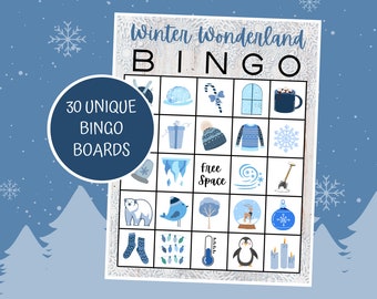 Bingospel Winter Wonderland | 30 unieke kaarten (digitale download)