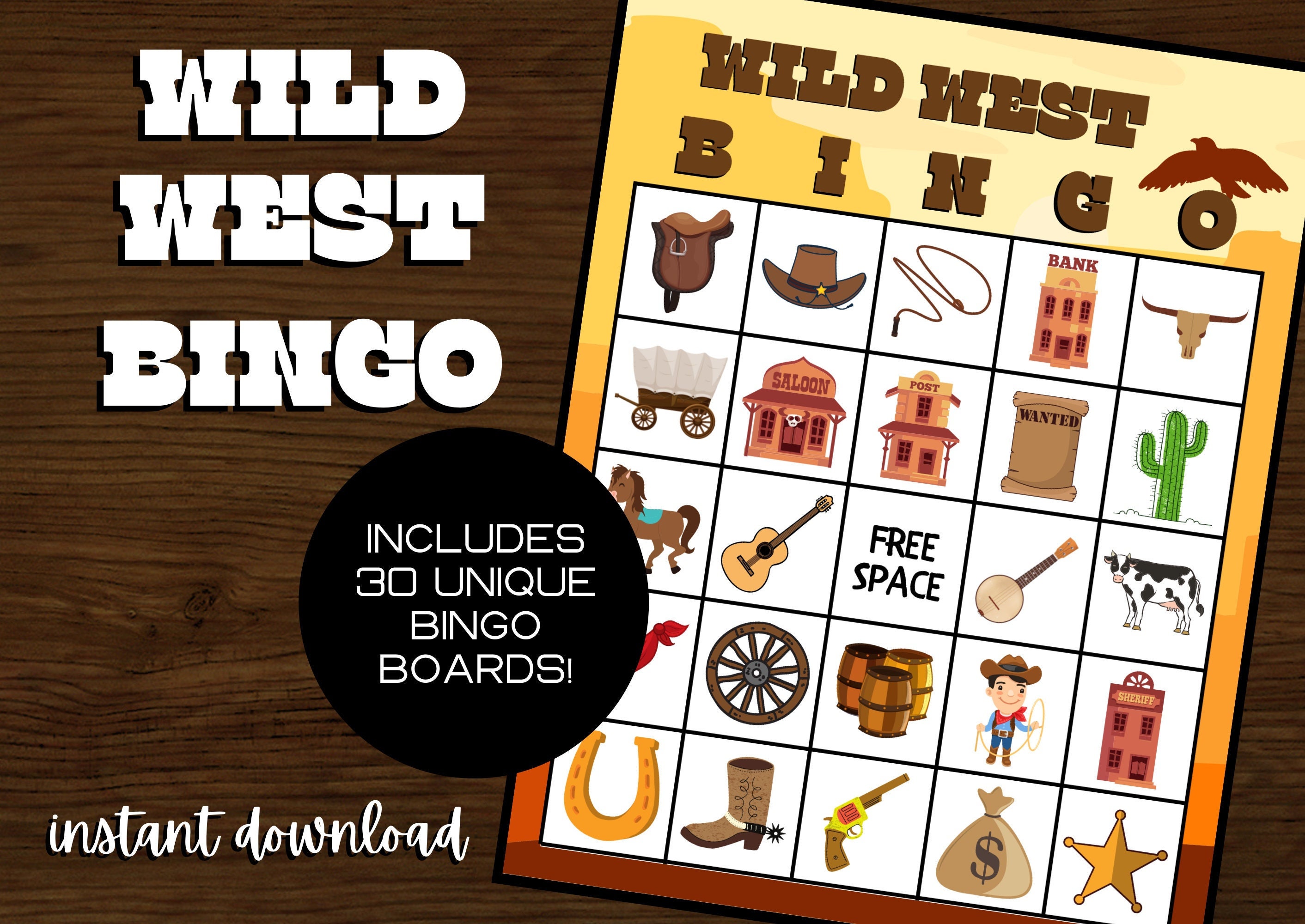 Wild West Bingo Wild West Party Game Wild West Birthday - Etsy