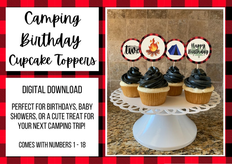Camping Cupcake Toppers Birthday Cupcake Topper Baby Etsy