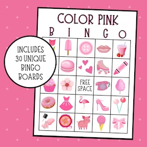 Pink Bingo | Color Pink Bingo | Colors Bingo | Learning Colors Game | Back to School Bingo | Instant Download | Pack of 30