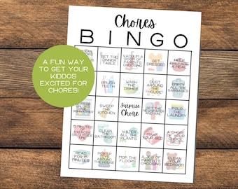 Chores Bingo | Chore Chart Bingo | Chore Charts | Chores Game | Cleaning Bingo | Digital Download | Printable Chore Chart | Daily Task Chart