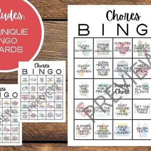 Chores Bingo Chore Chart Bingo Chore Charts Chores Game Cleaning Bingo ...