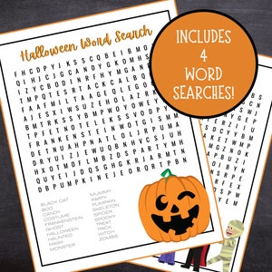 Halloween Word Searches | October Word Search | Halloween Word Search Bundle | 4 Halloween Word Searches | Digital Download