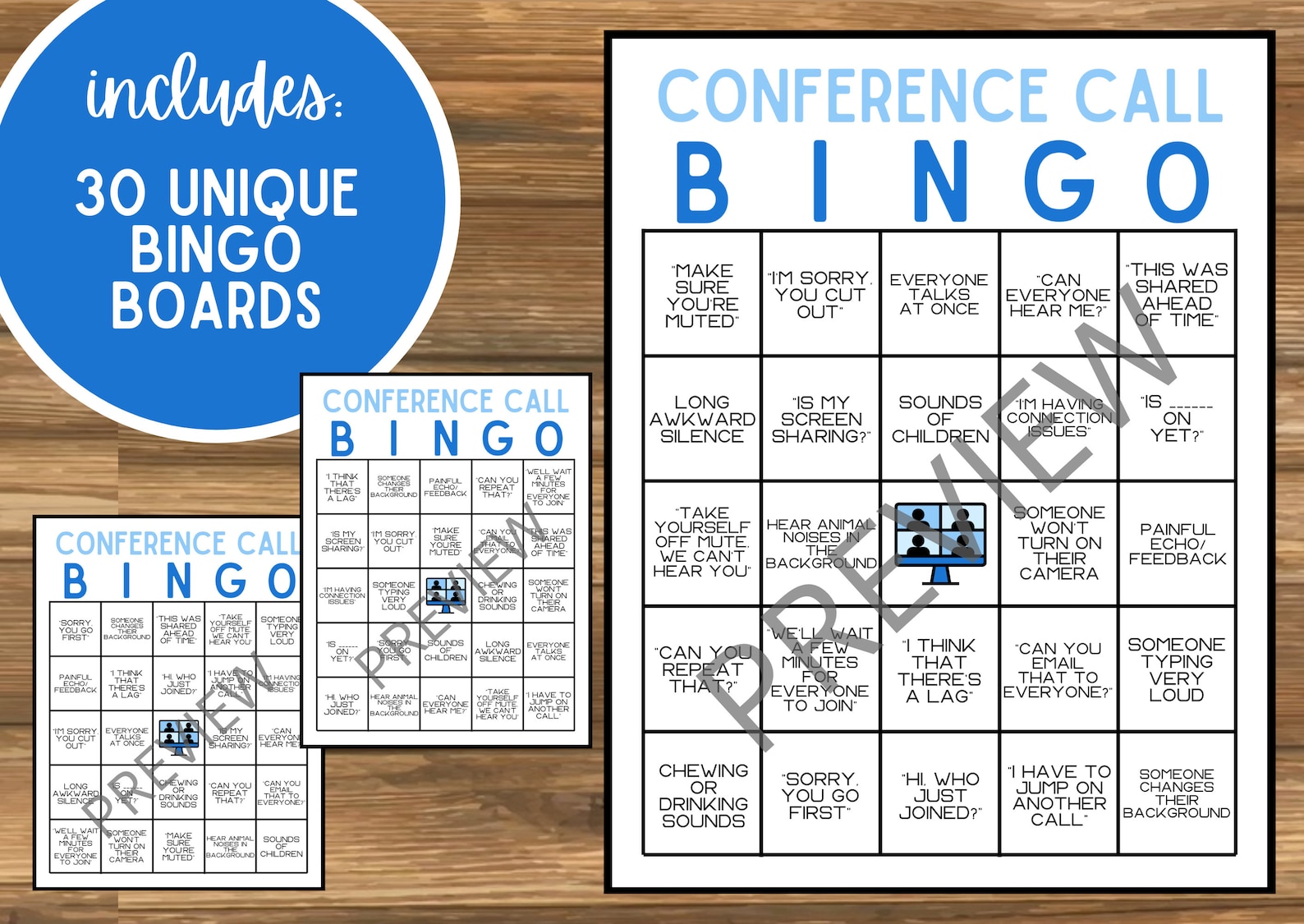 Conference Call Bingo Zoom Bingo Printable Conference Call Etsy