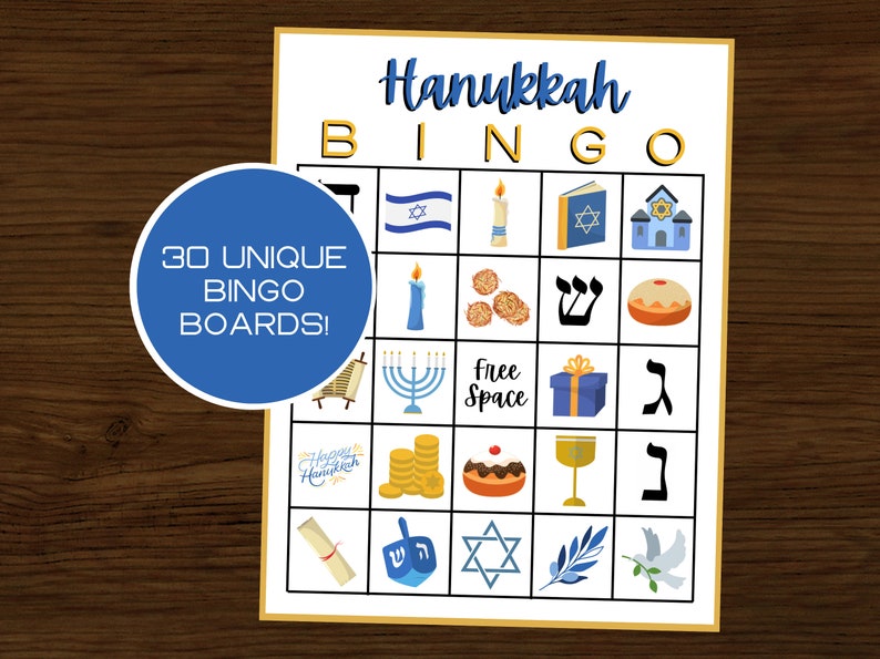 Hanukkah Bingo | Hanukkah Party | Hanukkah Games | Set of 30 Cards ...