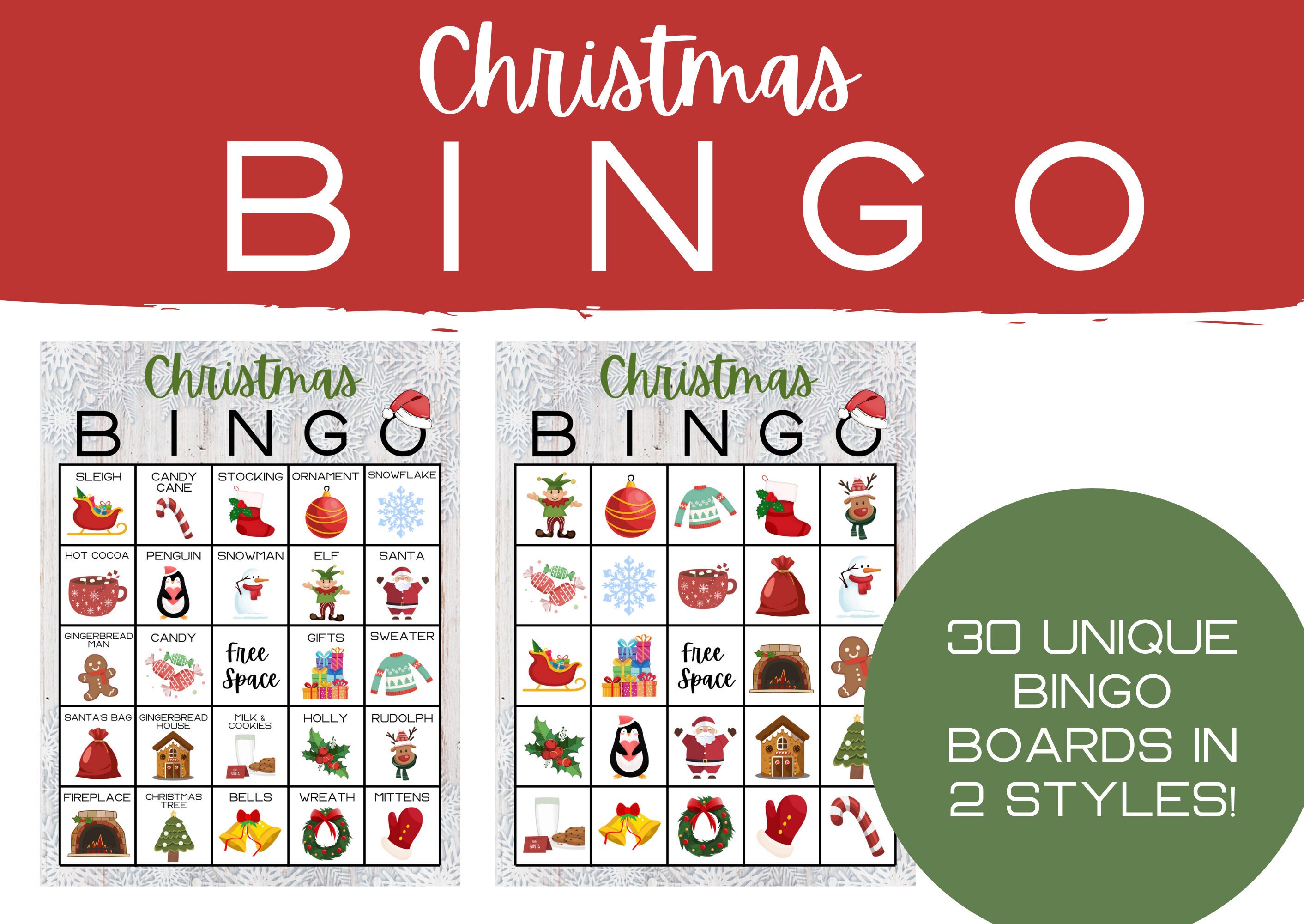 Christmas Bingo Christmas Game Holiday Bingo Winter | Etsy