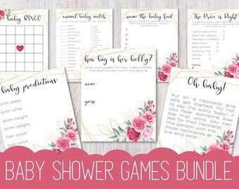 Printable Baby Shower Games | Baby Shower Games Bundle | Baby Shower Bundle | Floral Baby Shower Games | Digital Download