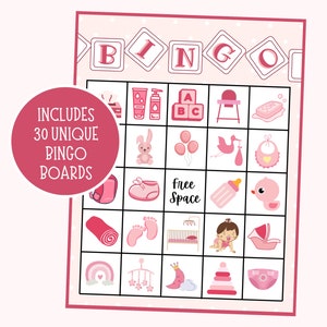 Baby Girl Bingo | Baby Bingo | Baby Shower Bingo | Instant Download | Baby Shower Game | Printable Baby Shower Bingo