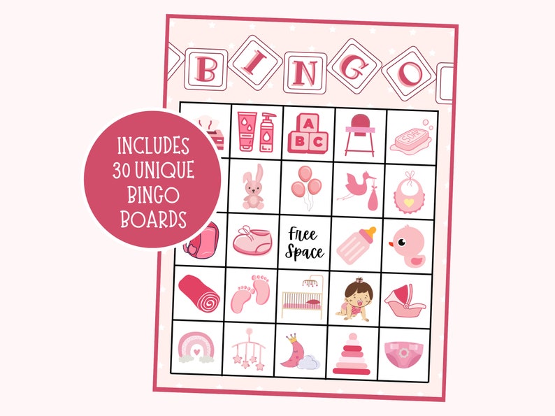 Baby Girl Bingo | Baby Bingo | Baby Shower Bingo | Instant Download ...
