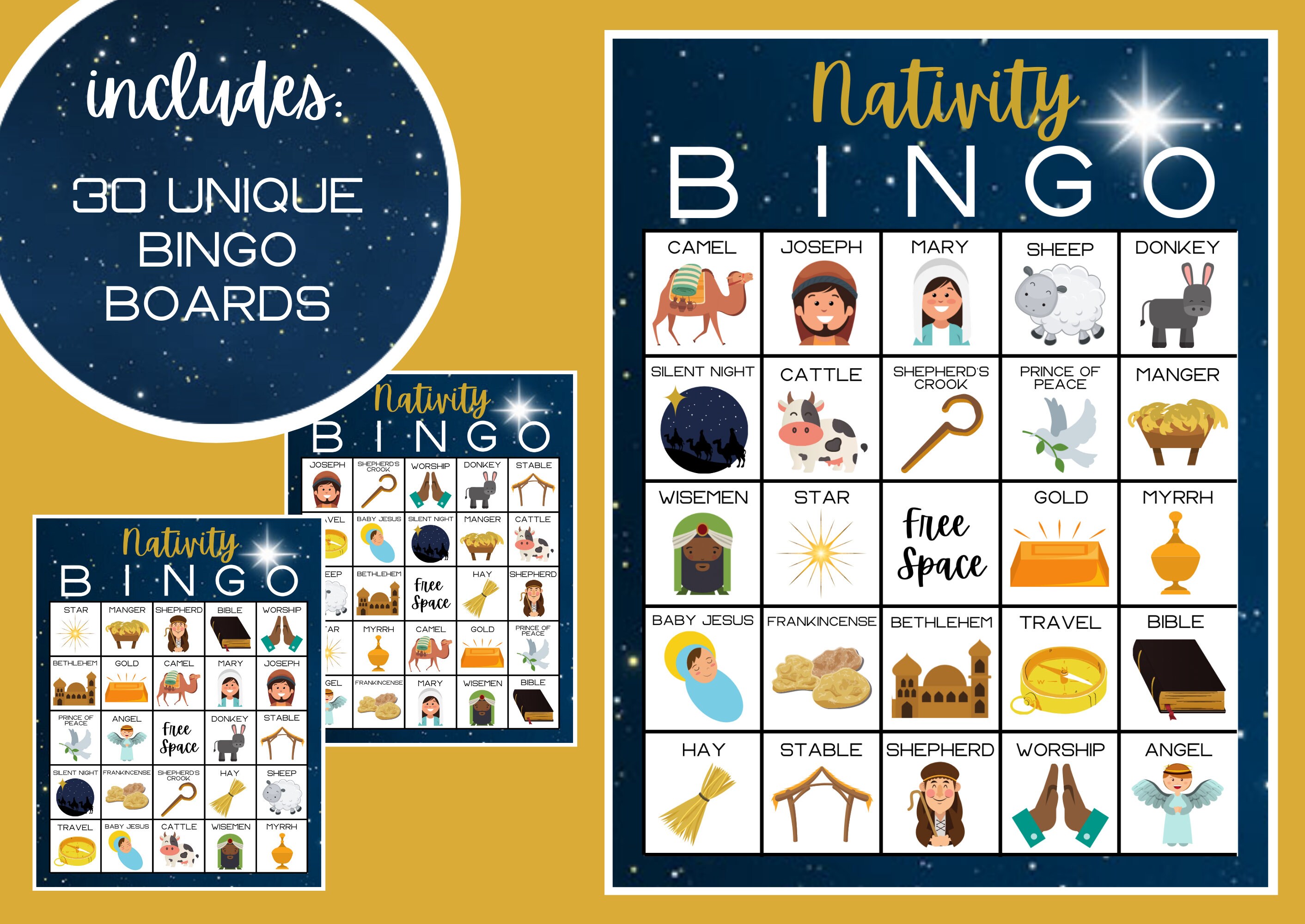 Nativity Bingo Christmas Bingo Christ Birth Bingo Etsy