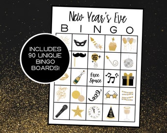 New Year's Eve Bingo | New Years Bingo | New Year's Eve Games | New Years Party Games | Digital Download