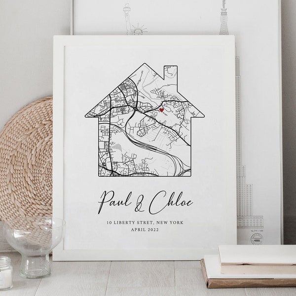 New Home Gift, Personalised Home Print, Housewarming Gift, First Home, New Home Map Print, Moving Gift, Christmas Gift, Custom Poster