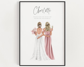 Regalos personalizados para damas de honor, regalo para damas de honor, recuerdo de boda, agradecimiento para damas de honor, regalo para damas de honor, impresión de boda, CP