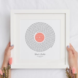 Lyrics Print, Favourite Song Print First Dance Lyrics, Anniversary Gift, Gift for Wife Husband, Gifts for Him Her, Our Song, Wedding Gift