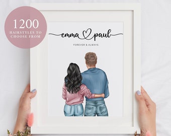 Boyfriend Gift, Anniversary Gift, Gift for Her, Couple Print, Couples Gift, Husband Wife, Customised Couple Gift, Valentine Day, Wedding
