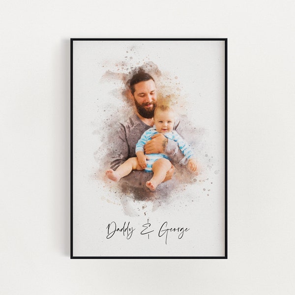 Fathers day gifts, Custom Portrait, Family Portrait, Portrait From Photo, Personalised Painting, First Father’s Day Gift, Gift for Dad