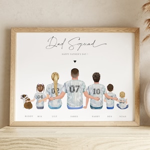 Presente personalizado para o pai, presente para o dia dos pais, presente para o avô, presente para padrinhos das crianças, pôster do melhor pai, retrato personalizado da família, impressão de aniversário
