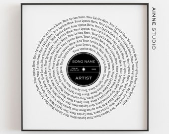 Personalised Vinyl Record Print, Wedding Gift, Fathers Day Gift, Mothers Day Gift, Christmas Gift, Birthday Gift, Anniversary Gift, Our Song