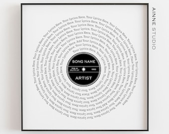 Personalised Song Lyrics Vinyl Record Wall Art LP Print