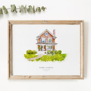 Gepersonaliseerde aquarel huisportret, nieuw huis printcadeau, housewarmingcadeau, huisschets, locatietekening, ons eerste huis, cadeau makelaar