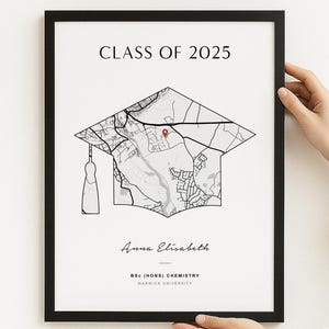 Custom Graduation Print, Personalised Map Graduation Gifts, Uni Wall Art, Graduation Decor, Student Keepsake, Modern Home Decor, CP