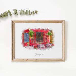 Custom First Date Venue Painting, Anniversary Gift for Her, Engagement Location Watercolor, Where We Met Art Print, Couple Proposal Sketch