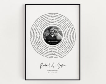 Impresión personalizada de letras de canciones, impresión personalizada de nuestra canción, regalo de bodas, aniversario de papel, arte de pared musical, primer baile, nuestra melodía, arte digital