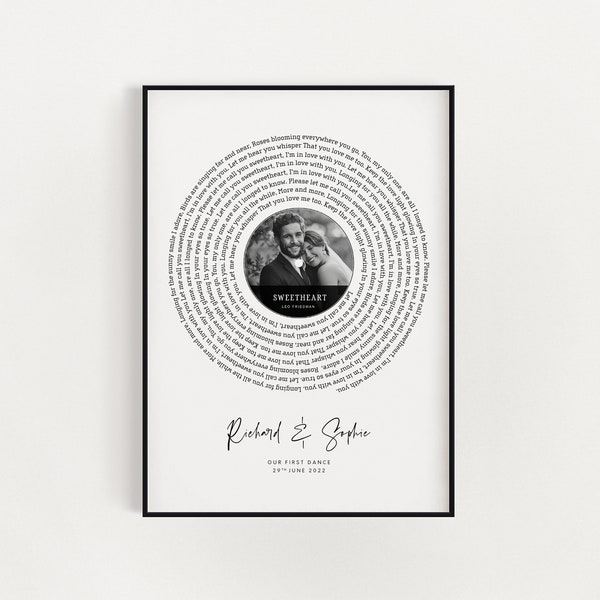 Impresión personalizada de letras de canciones, impresión personalizada de nuestra canción, regalo de bodas, aniversario de papel, arte de pared musical, primer baile, nuestra melodía, arte digital